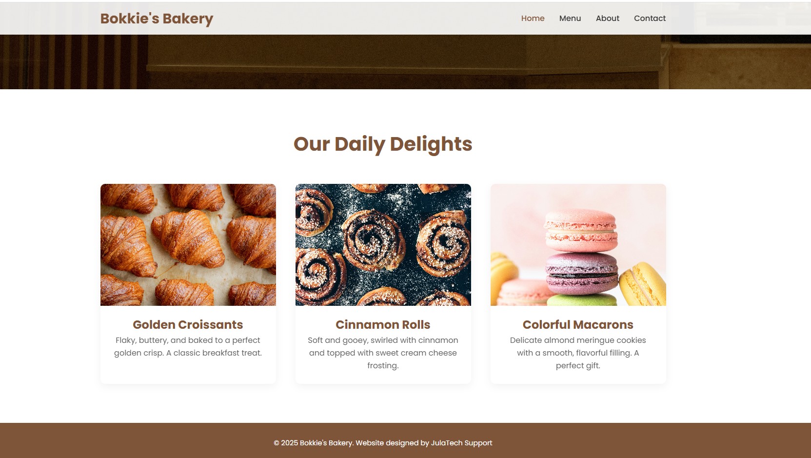 Screenshot of the Bakery Mockup