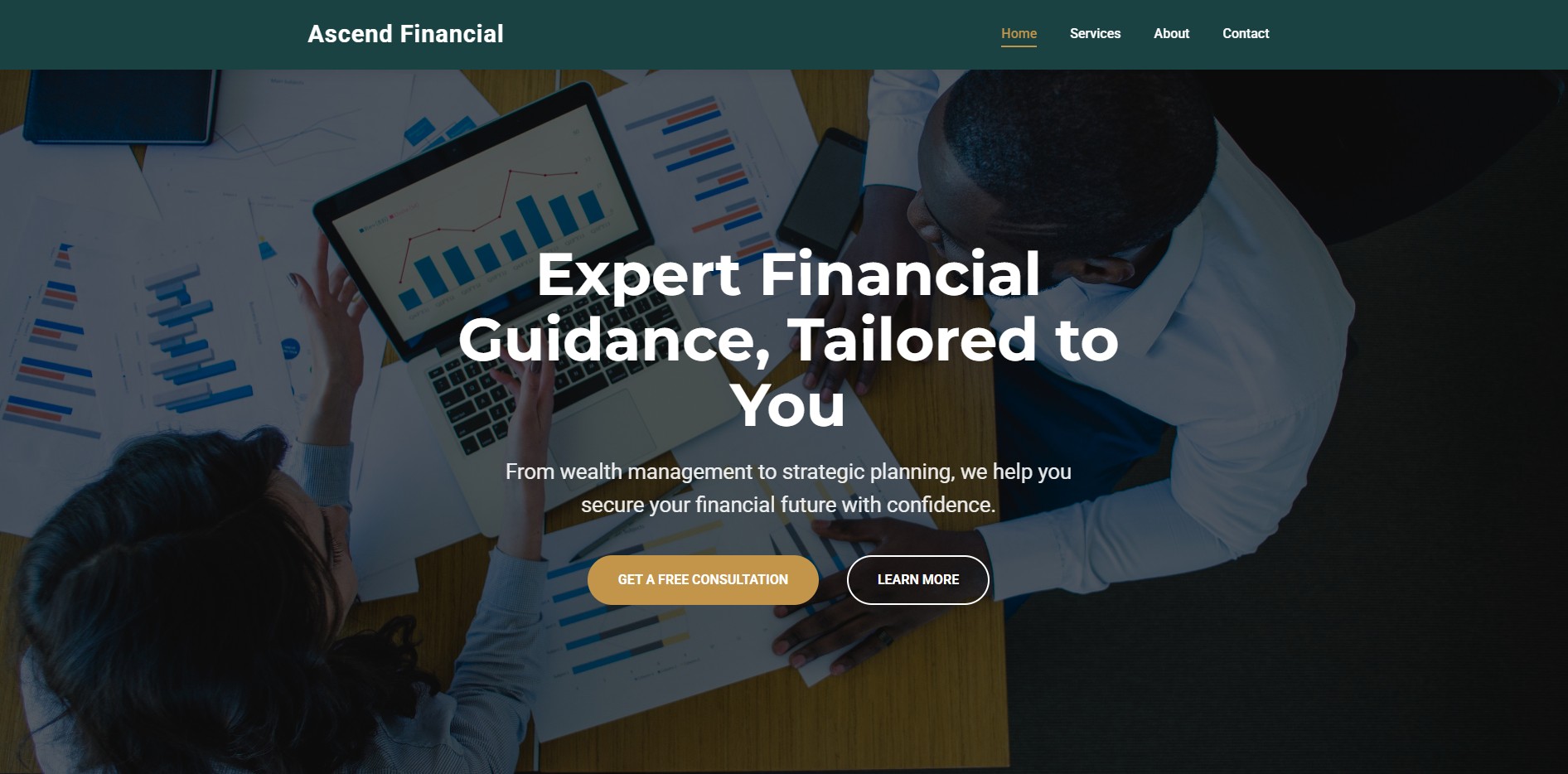 Screenshot of the Financial Consulting Mockup